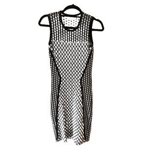 Torn By Ronny Kobo Black & White Sleeveless Patterned Knit Dress SZ XS